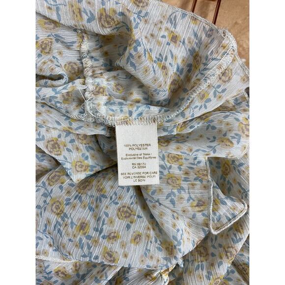 Free People Sheer Peasant Blouse in Yellow Floral Size Large - Picture 7 of 7